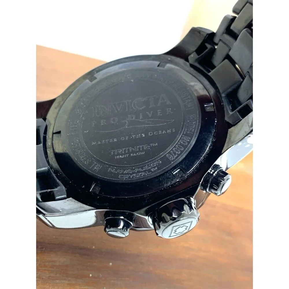 Invicta Men's Watch 0076 Pro Diver Quartz Chronograph Black Stainless Steel